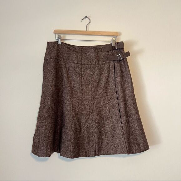 Sundance Brown Wool Wrap Mini Skirt Size 16 A-line Academia - Picture 2 of 8